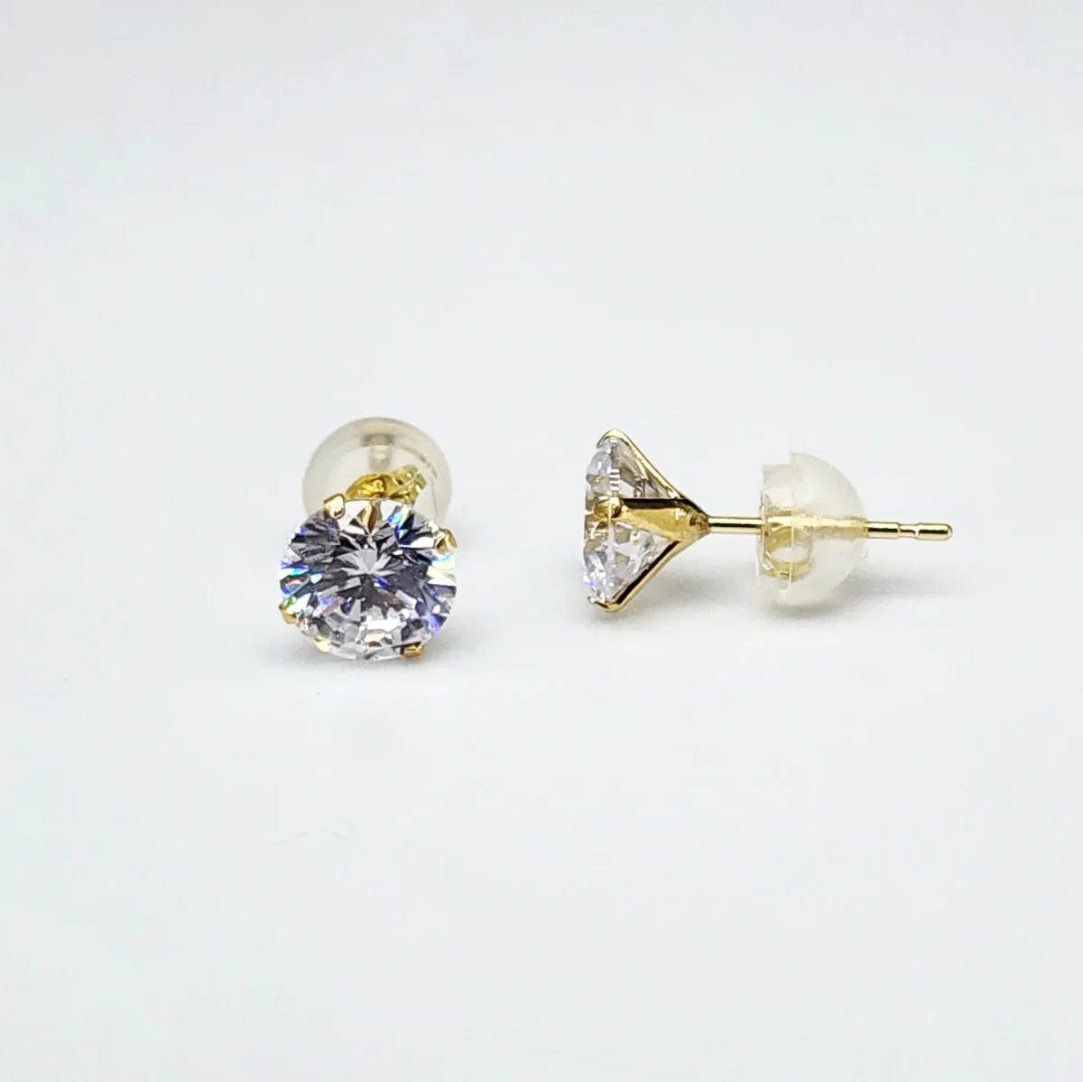 18ct Yellow Gold 6mm Round 4 Claw Cubic Zirconia Stud Earrings - K18-6MMCZ