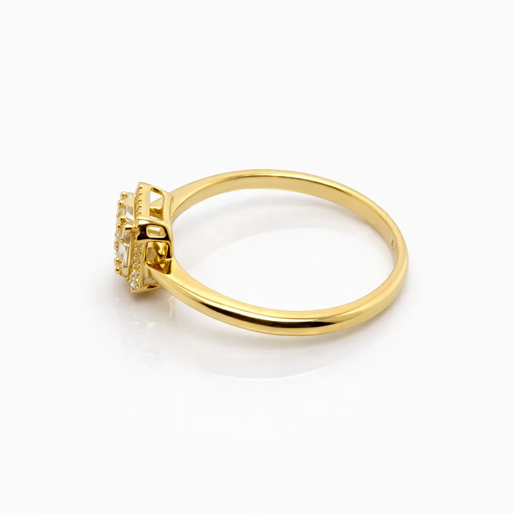 18ct Yellow Gold Baguette & Round Diamond Halo Ring – 0.15ct TDW - 18KR35808AL