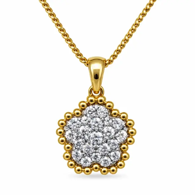 18ct Yellow Gold Clover Cluster Diamond Pendant (0.28ct TDW) - 18KR45199PL