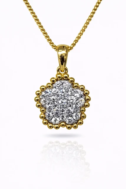 18ct Yellow Gold Clover Cluster Diamond Pendant (0.28ct TDW) - 18KR45199PL