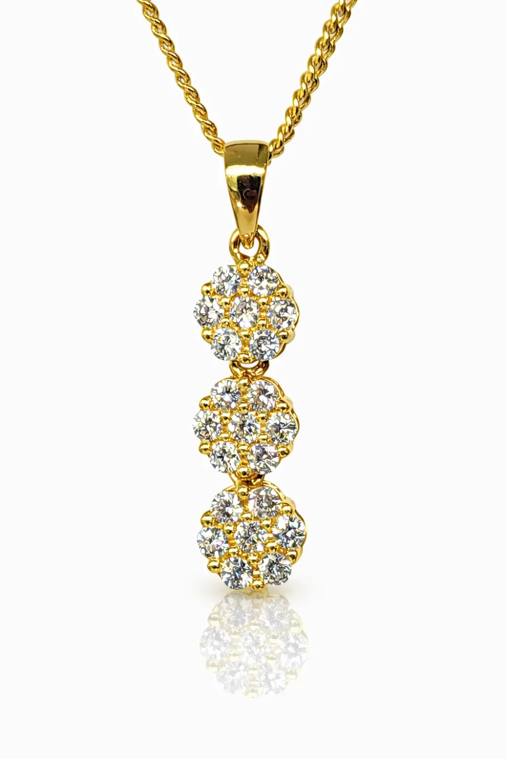 18ct Yellow Gold Diamond Triple Cluster Pendant 0.26ct TDW - 18KR20940PL
