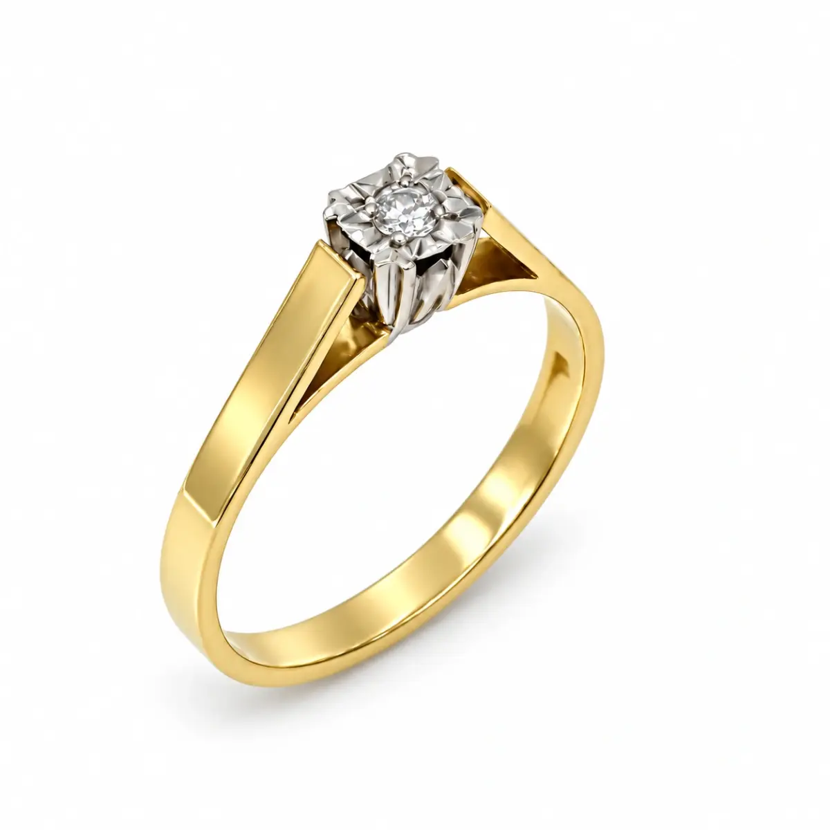 18ct Yellow Gold Engagement Ring with Brilliant Round 0.10ct Diamond Setting