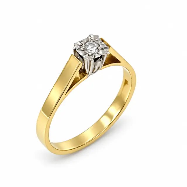 18ct Yellow Gold Engagement Ring with Brilliant Round 0.10ct Diamond Setting