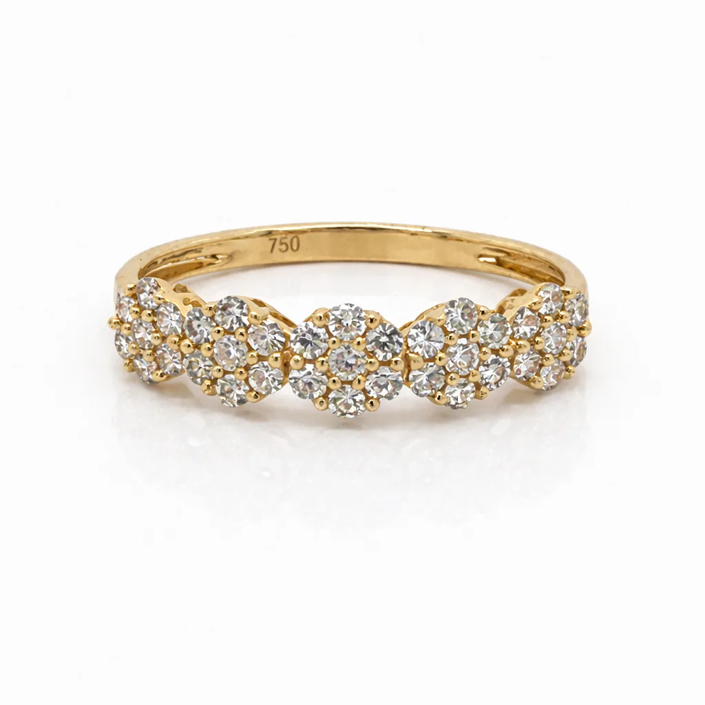 18ct Yellow Gold Natural Diamond Cluster Ring 0.38ct TDW Five-Cluster Design - 18KR20940PL