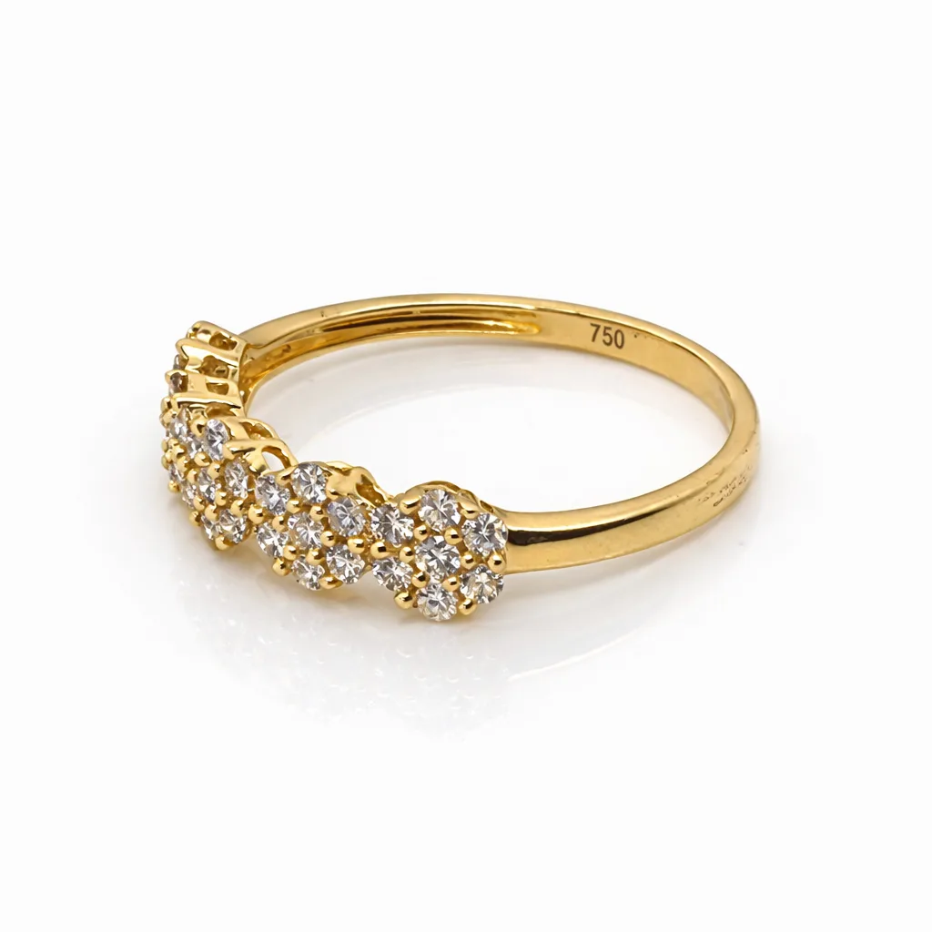 18ct Yellow Gold Natural Diamond Cluster Ring 0.38ct TDW Five-Cluster Design - 18KR20940PL