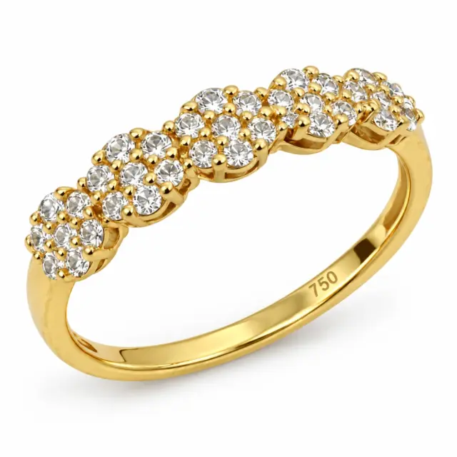 18ct Yellow Gold Natural Diamond Cluster Ring 0.38ct TDW Five-Cluster Design - 18KR20940PL