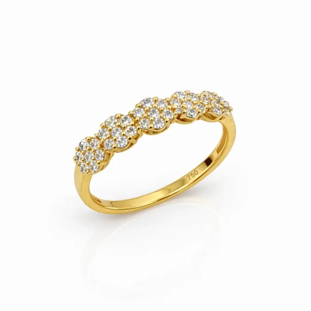 18ct Yellow Gold Natural Diamond Cluster Ring 0.38ct TDW Five-Cluster Design - 18KR20940PL