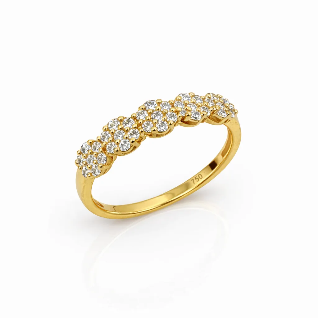 18ct Yellow Gold Natural Diamond Cluster Ring 0.38ct TDW Five-Cluster Design - 18KR20940PL