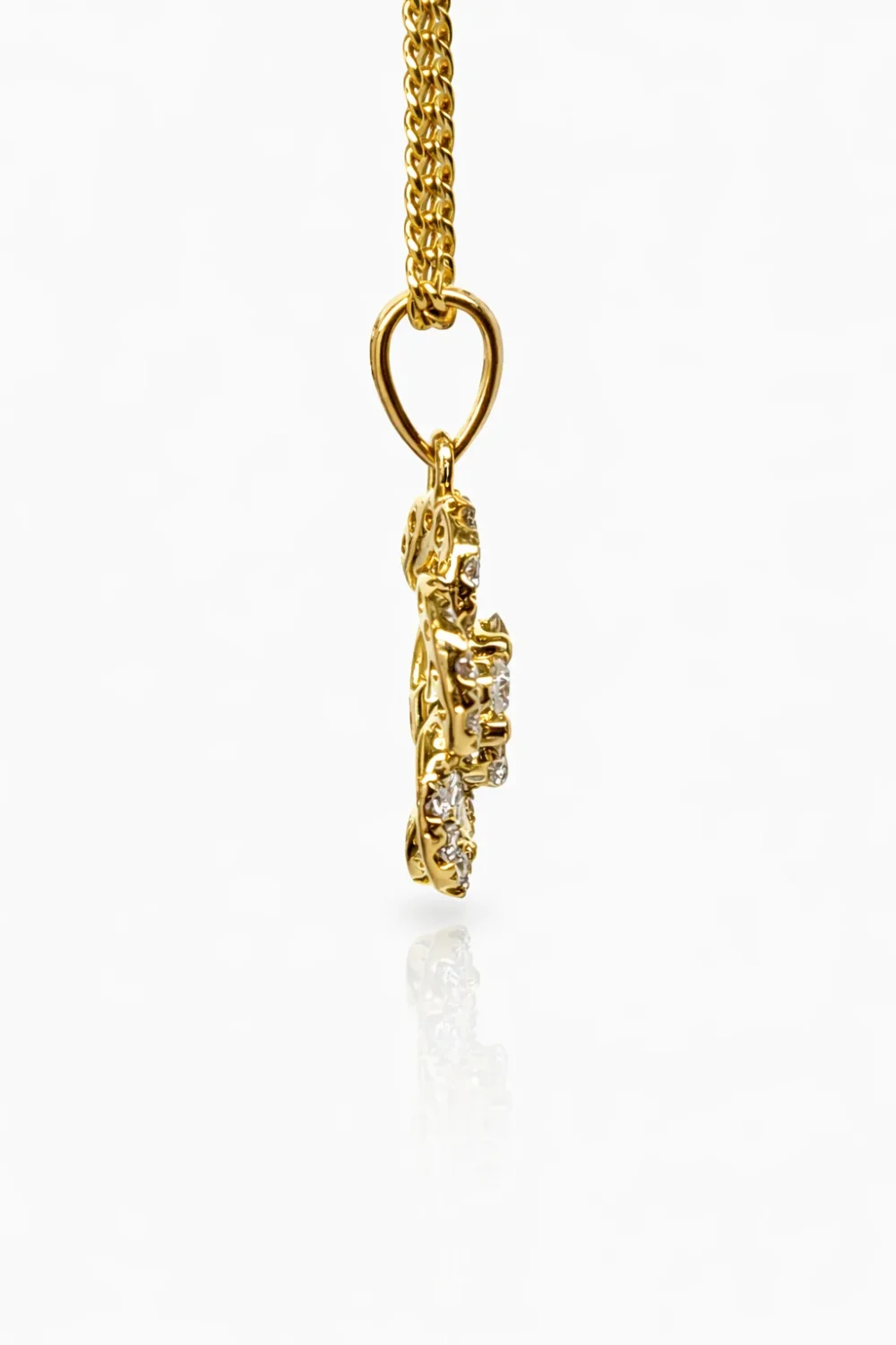 18ct Yellow Gold Natural Diamond Flower Pendant (0.35ct TDW) – Round & Baguette Cluster - 18KR23719PL