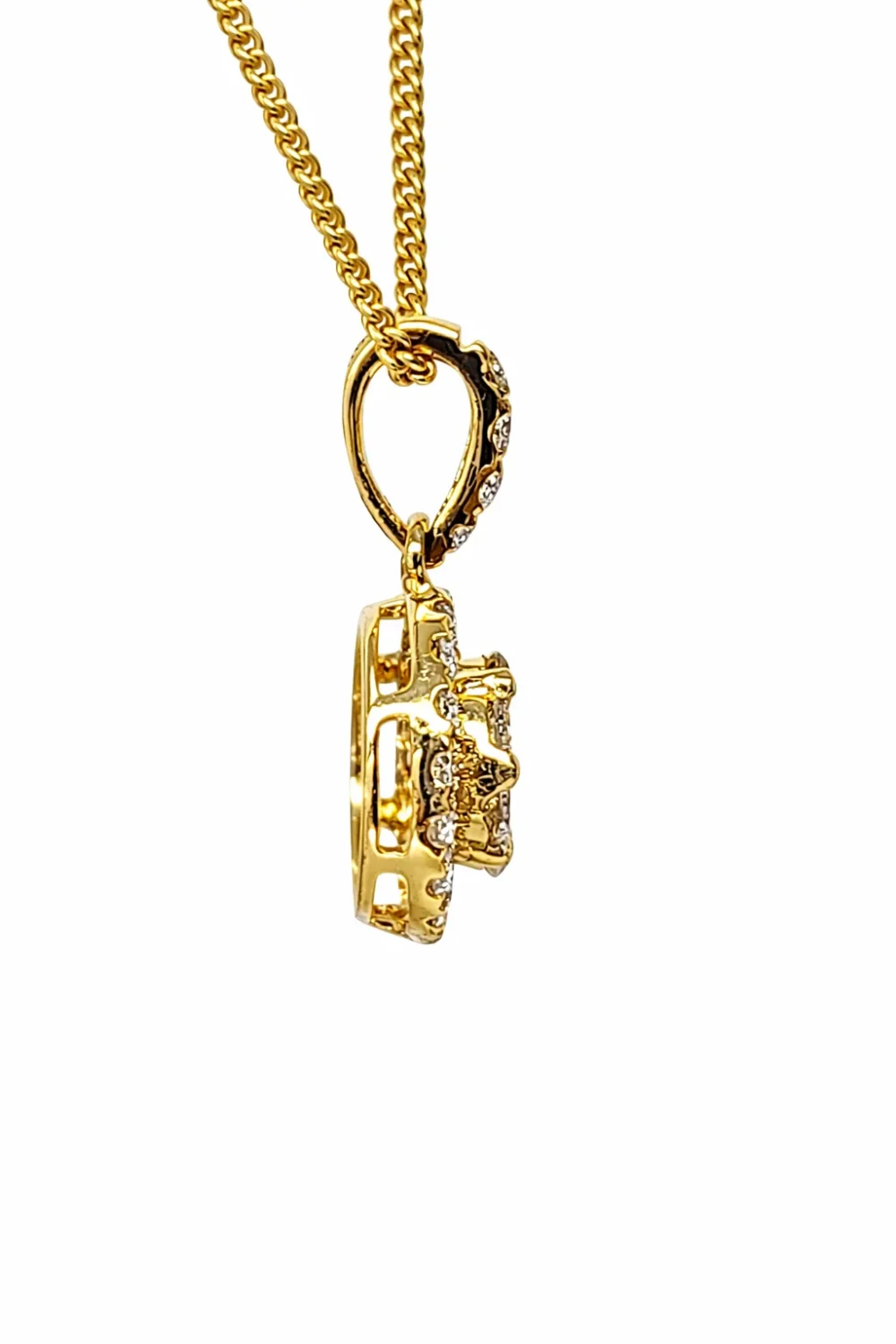 18ct Yellow Gold Natural Diamond Halo Pendant – 0.389ct Round Diamonds - 18KR21522NPL