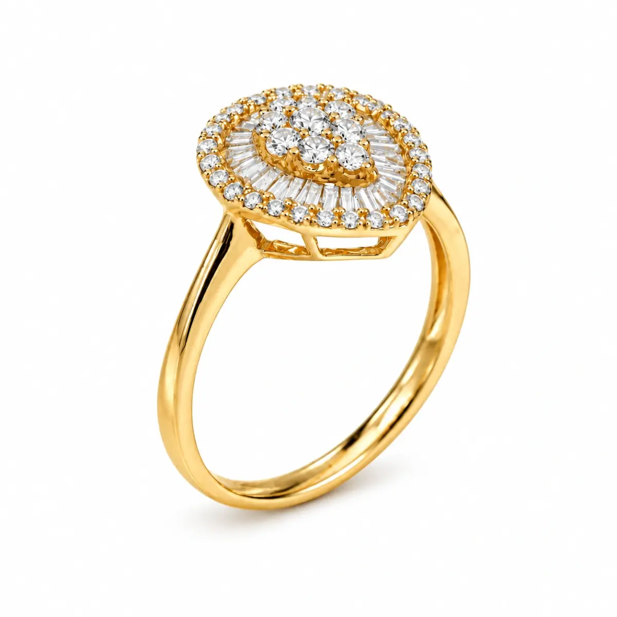 18ct Yellow Gold Natural Diamond Pear-Shaped Cluster Halo Ring – 0.35ct TDW - 18KR25667AL