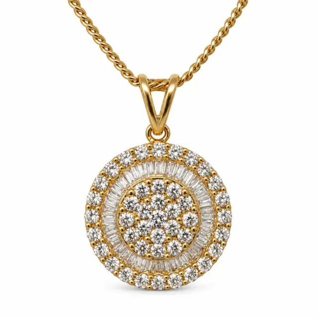 18ct Yellow Gold Natural Diamond Round Cluster Pendant – 0.76ct TDW - 18KR13537PBL
