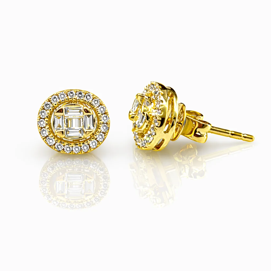 18ct Yellow Gold Oval Diamond Halo Stud Earrings – 0.28ct TDW - 18KR36286EL