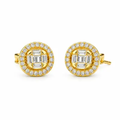 18ct Yellow Gold Oval Diamond Halo Stud Earrings – 0.28ct TDW - 18KR36286EL