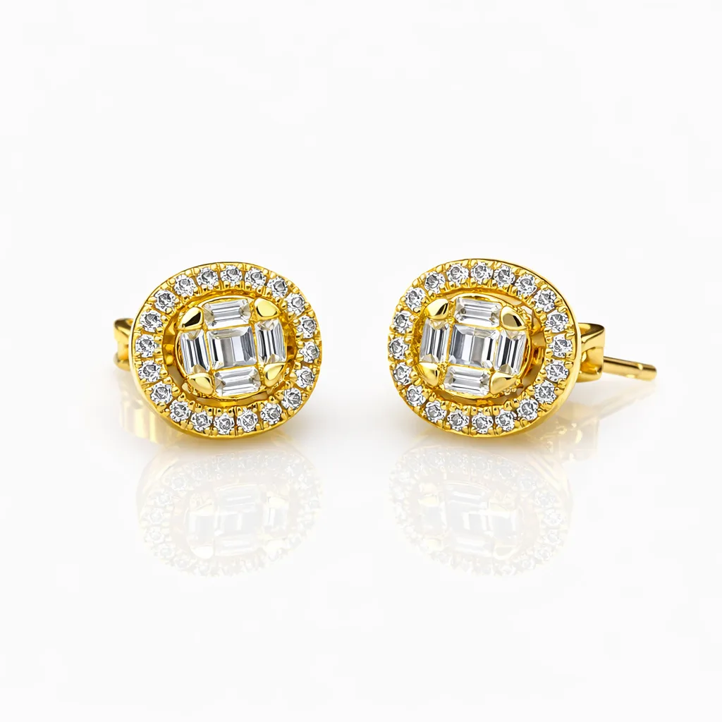 18ct Yellow Gold Oval Diamond Halo Stud Earrings – 0.28ct TDW - 18KR36286EL