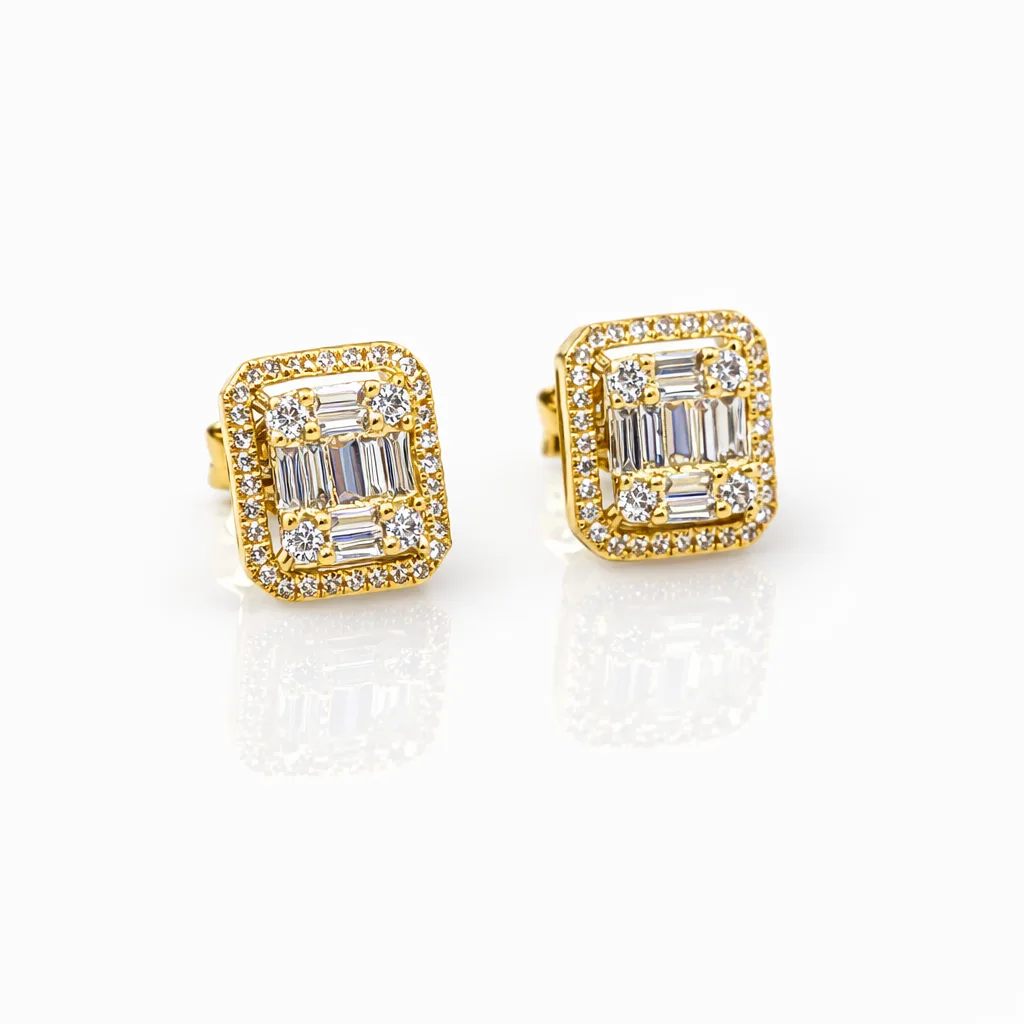 18ct Yellow Gold Radiant Halo Diamond Stud Earrings 0.28ct - 18KR35808EAL