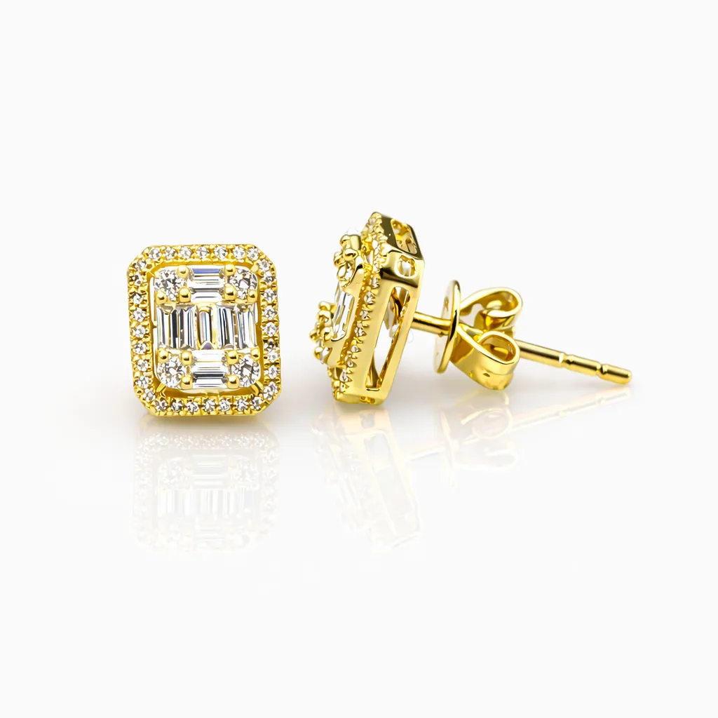 18ct Yellow Gold Radiant Halo Diamond Stud Earrings 0.28ct - 18KR35808EAL