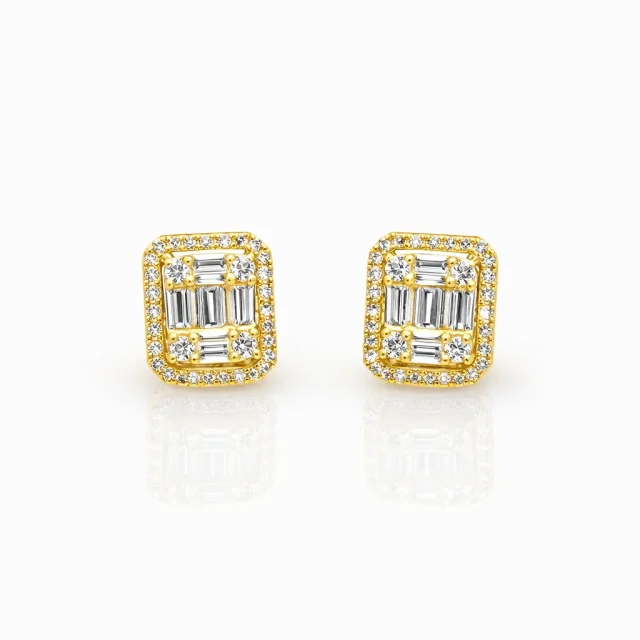 18ct Yellow Gold Radiant Halo Diamond Stud Earrings 0.28ct - 18KR35808EAL