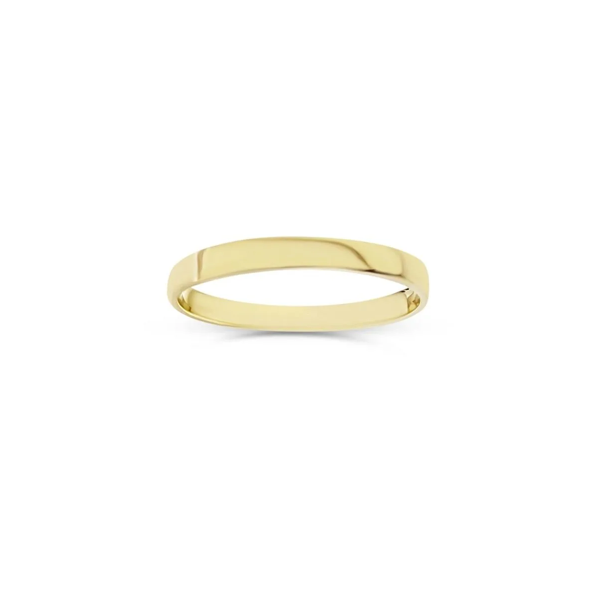 2.50mm Wide Half Round High Polished Plain Wedding Band 9ct Yellow Gold