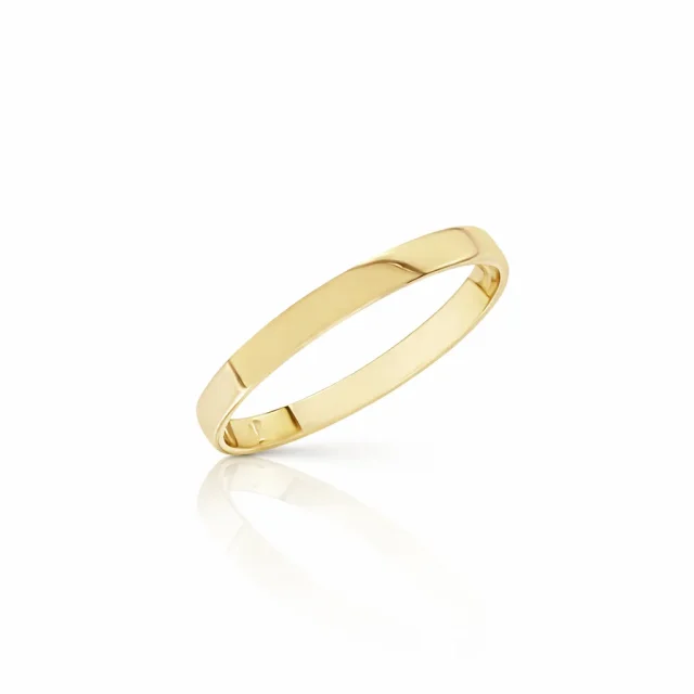 2.50mm Wide Half Round High Polished Plain Wedding Band 9ct Yellow Gold
