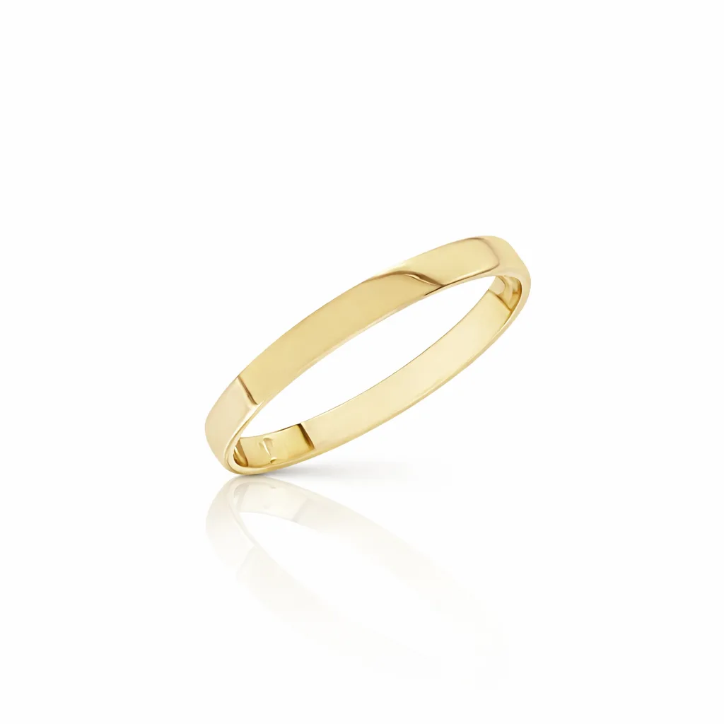 2.50mm Wide Half Round High Polished Plain Wedding Band 9ct Yellow Gold