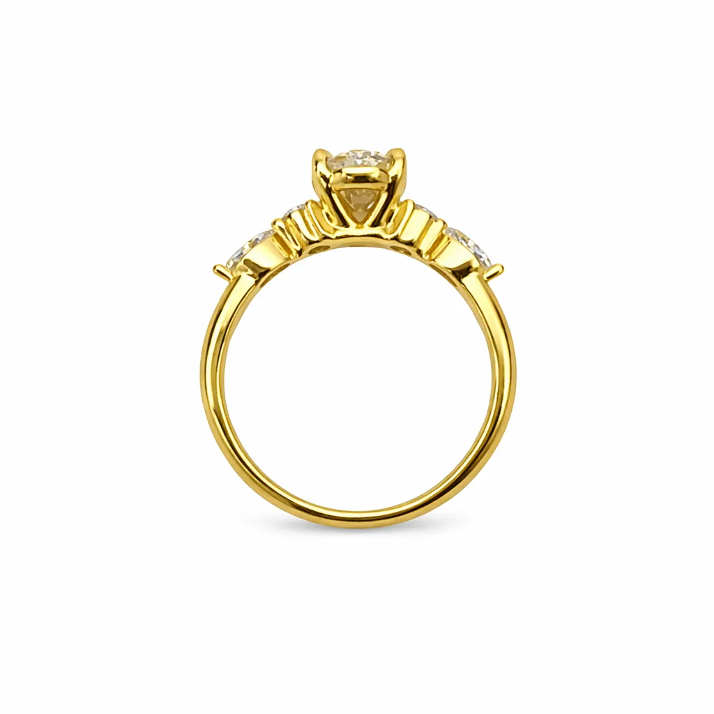 2.56ct Lab Diamond Oval & Side-Stone Ring in 9ct Yellow Gold (EF/VS) - 9YGAURG1860