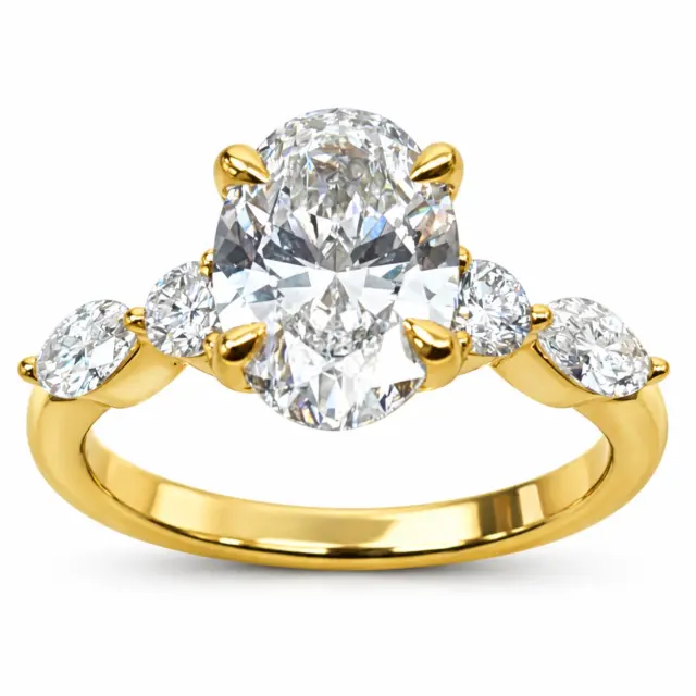 2.56ct Lab Diamond Oval & Side-Stone Ring in 9ct Yellow Gold (EF/VS) - 9YGAURG1860