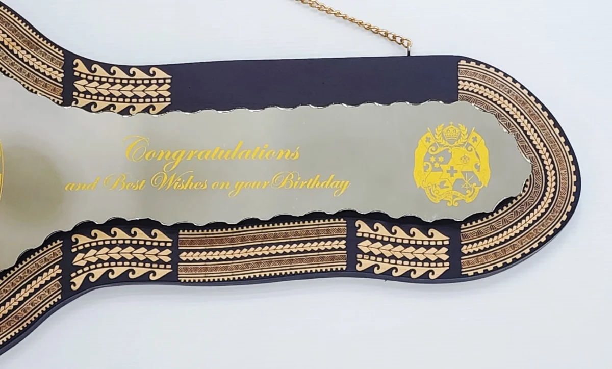 21st Birthday Tongan Inspired Wooden Key with Mirror Insert & Traditional Tongan Tattoo Design - SJ2502BLKTATTOO
