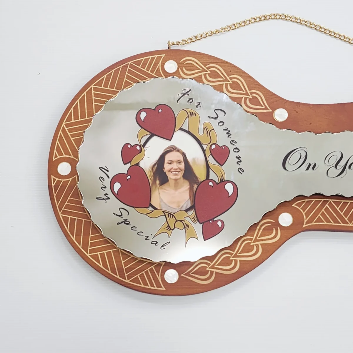 21st Birthday Wooden Key – “For Someone Very Special” Mirror Design with Mother of Pearl Inlays - SJ2501BRNWMP
