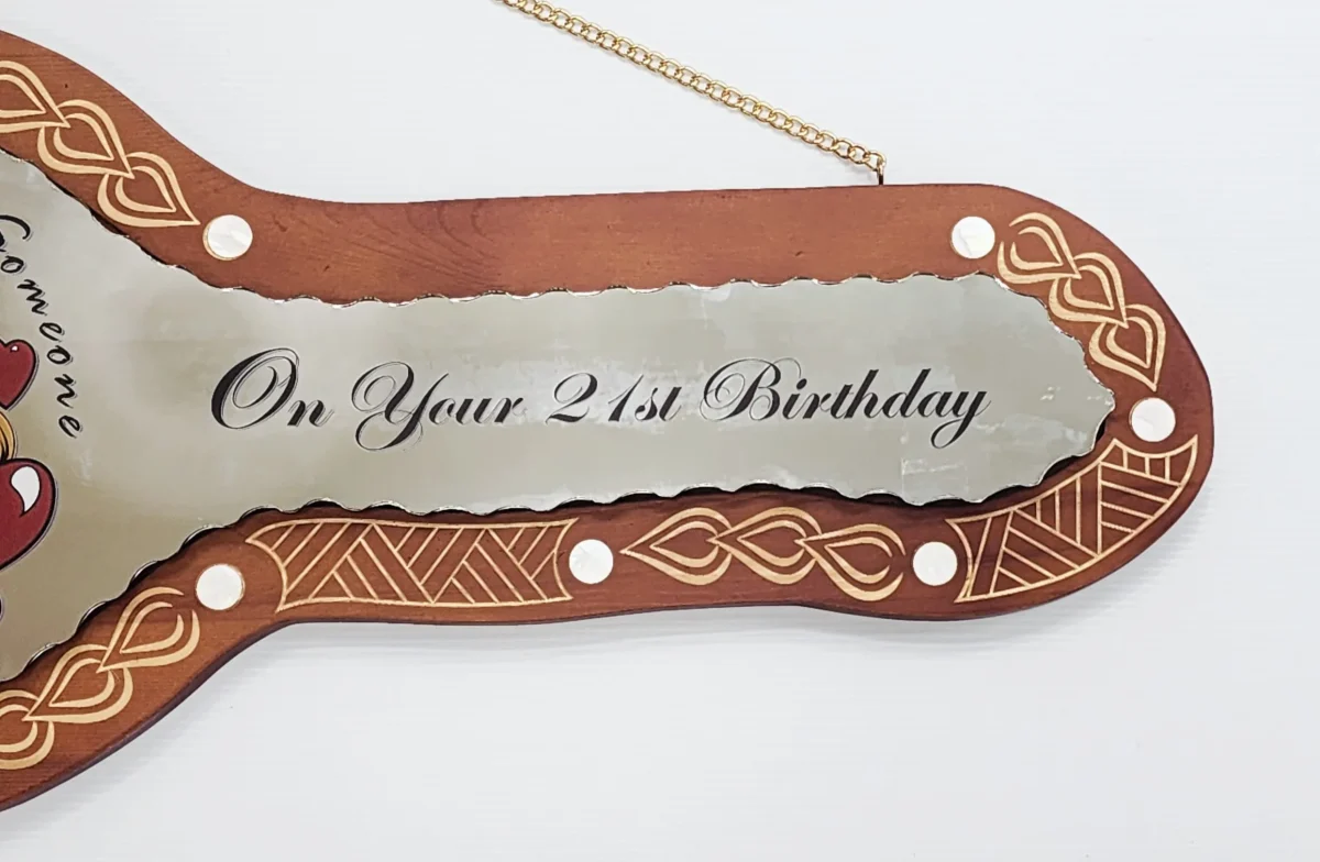 21st Birthday Wooden Key – “For Someone Very Special” Mirror Design with Mother of Pearl Inlays - SJ2501BRNWMP