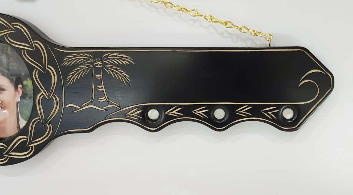 21st Hand Carved Island Design Key with Samoan Sila SKU-WM BLK SAMOAN SILA/2