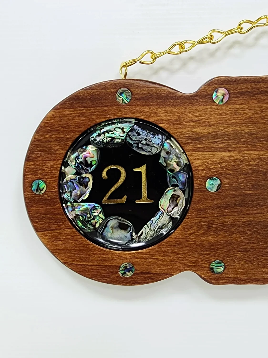 21st Hard Wood Key with 21 Paua Shell Disk Insert