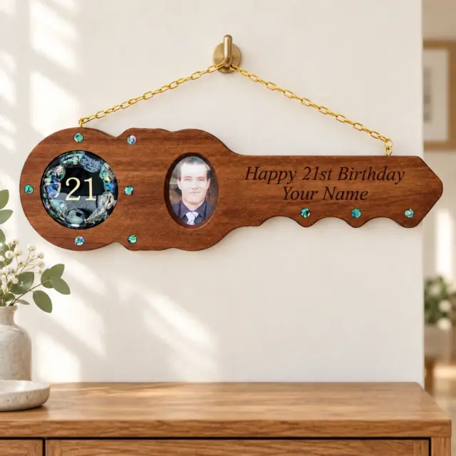 21st Hard Wood Key with 21 Paua Shell Disk Insert