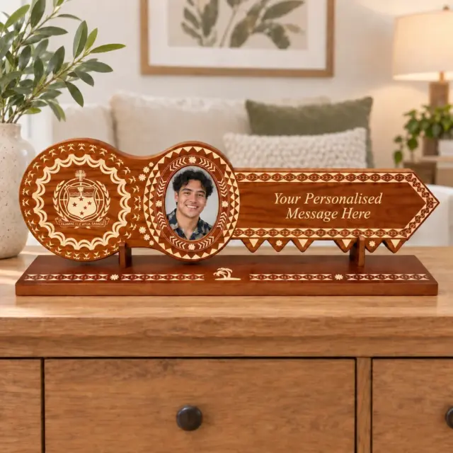 21st Island Design Brown Colour Key with Laser Engraved Patterns & Samoan Sila - Design 2216DB