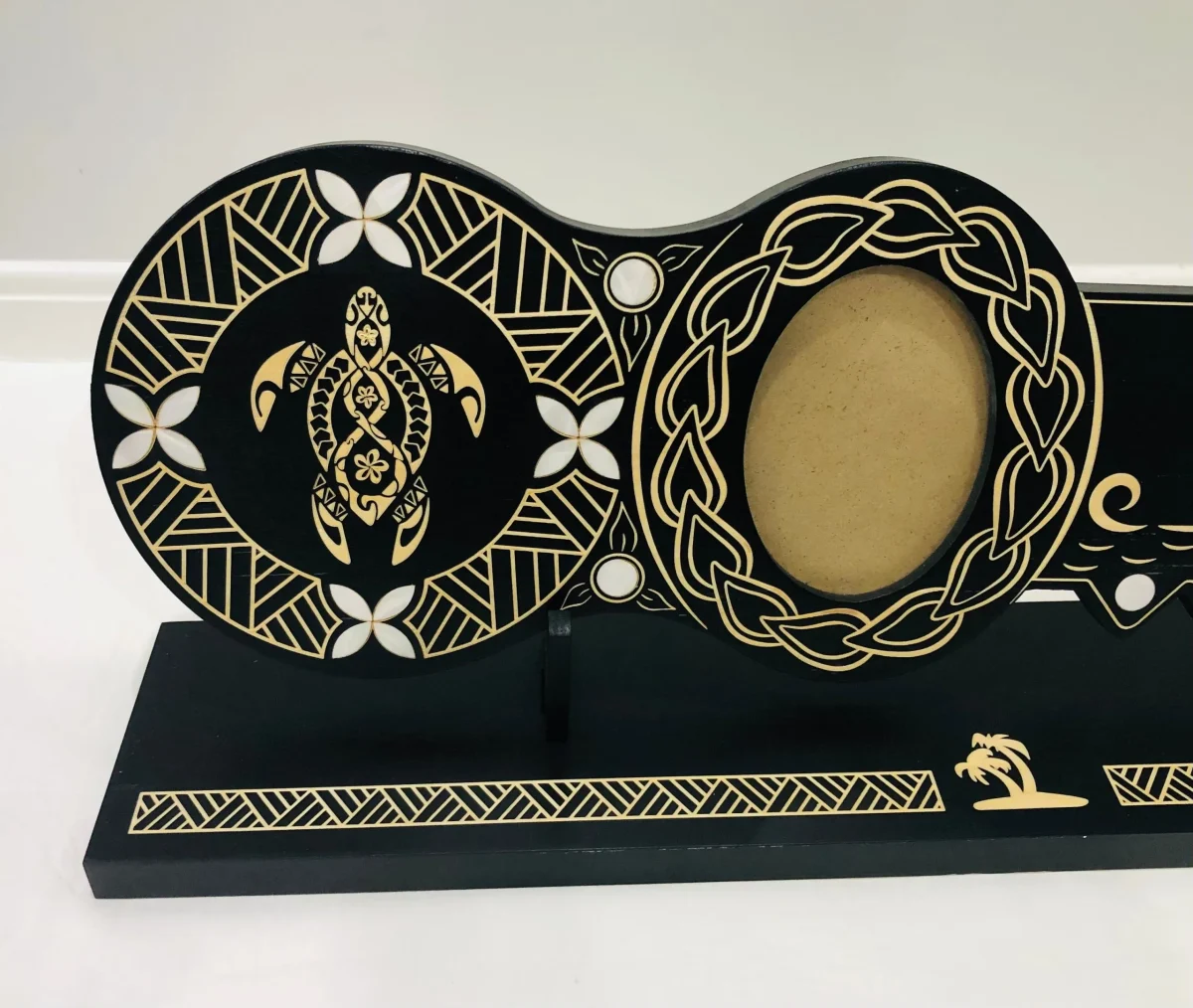 21st Island Design Key with Laser Engraved Patterns & Turtle with White Mother Of Pearl Shell Inlays and Matching Stand - Design 2135 (Stand)