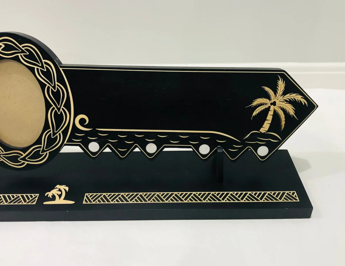 21st Island Design Key with Laser Engraved Patterns & Turtle with White Mother Of Pearl Shell Inlays and Matching Stand - Design 2135 (Stand)