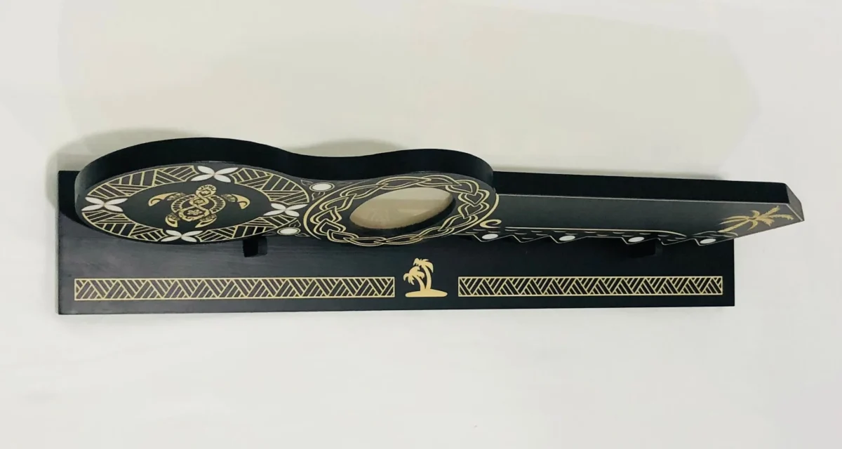 21st Island Design Key with Laser Engraved Patterns & Turtle with White Mother Of Pearl Shell Inlays and Matching Stand - Design 2135 (Stand)