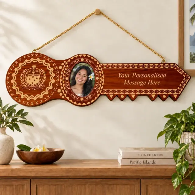 21st Island Design Key with Laser Engraved Patterns & Samoan Sila - Design 2216DB