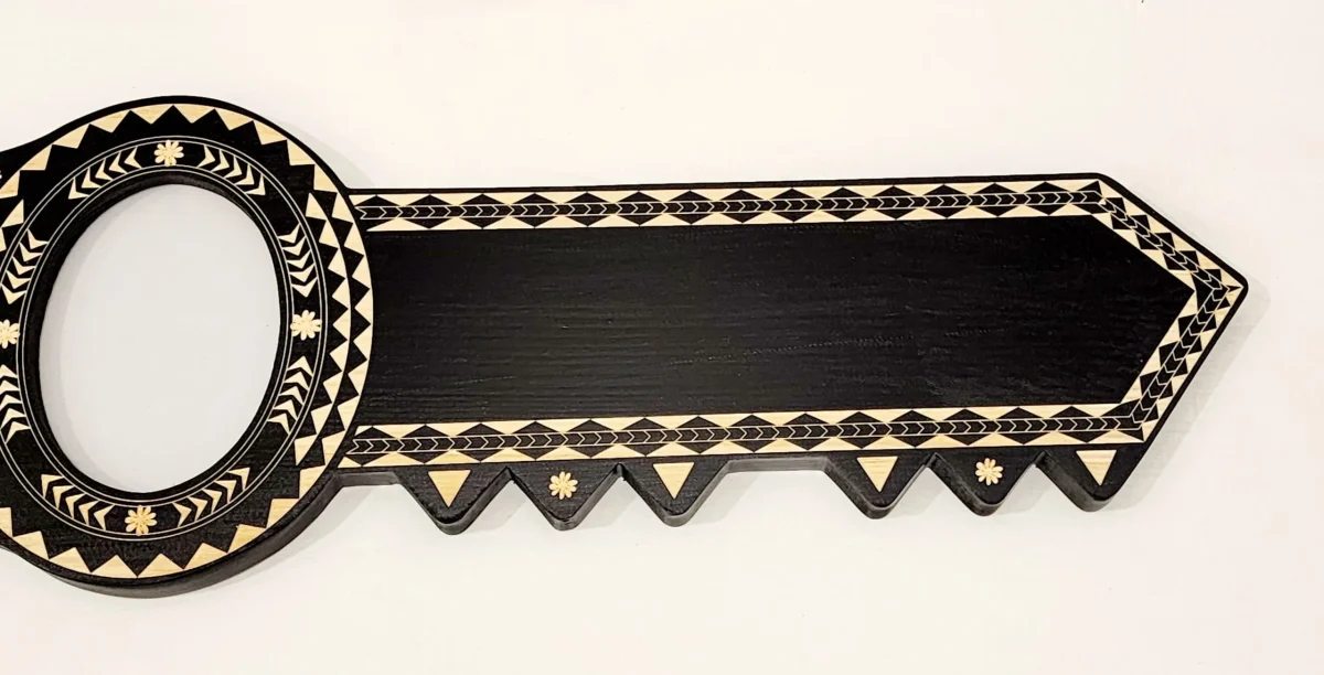 21st Island Design Key with Laser Engraved Patterns & Tongan Sila - Design 2217BLK
