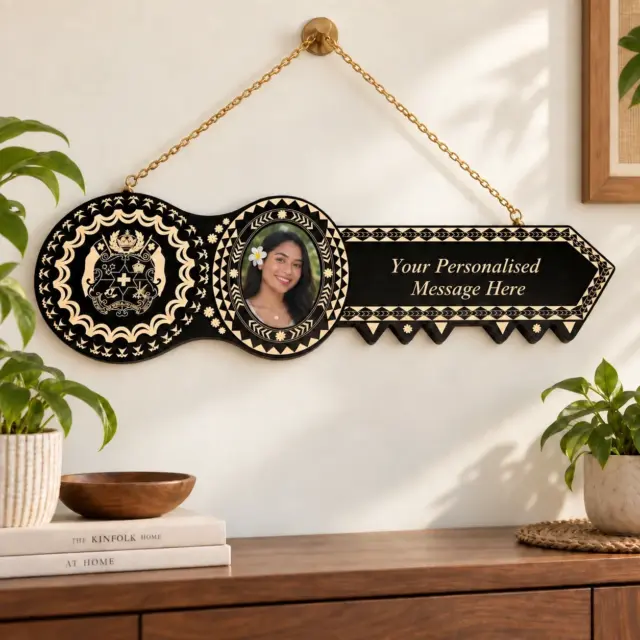 21st Island Design Key with Laser Engraved Patterns & Tongan Sila - Design 2217BLK