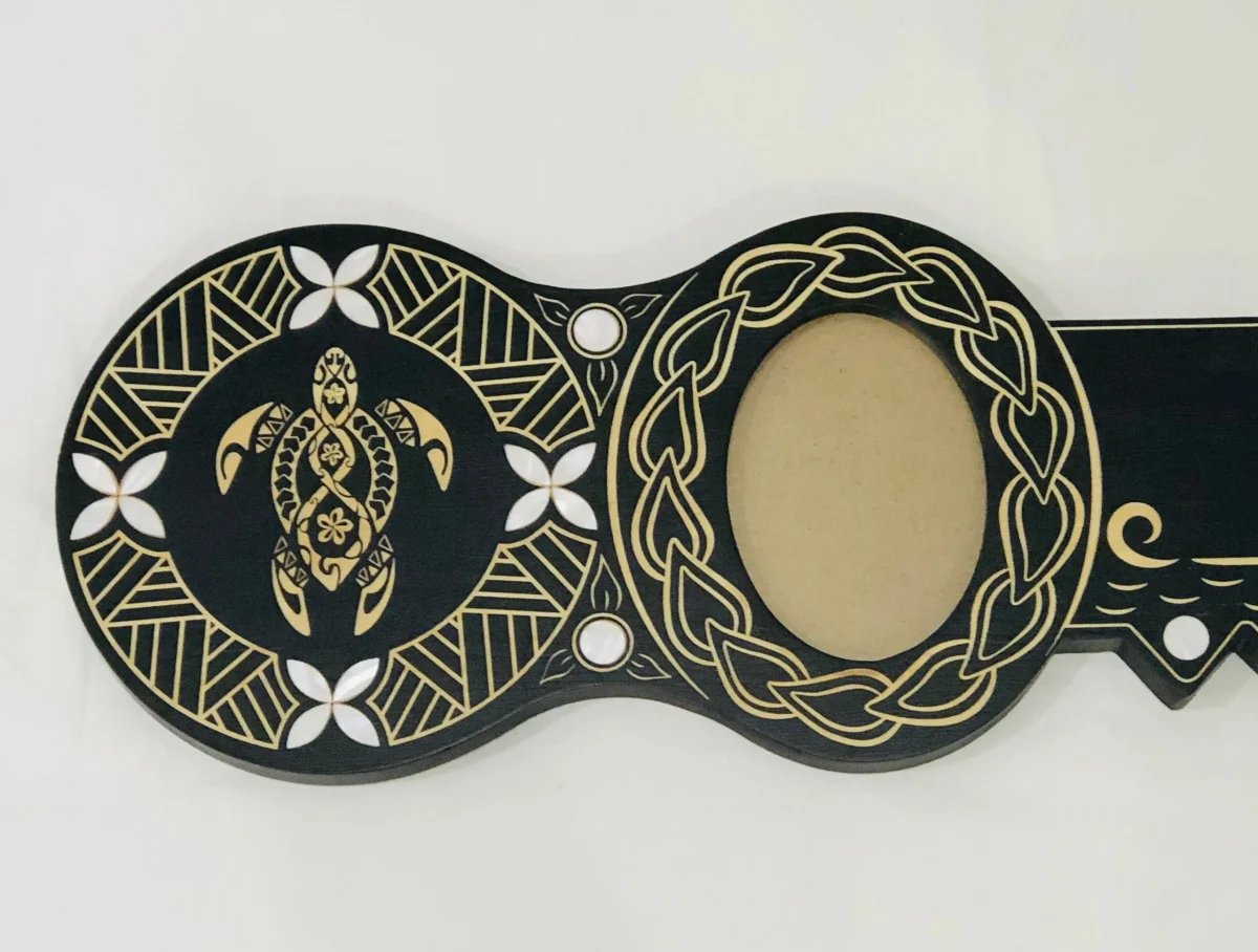 21st Island Design Key with Laser Engraved Patterns & Turtle with White Mother Of Pearl Shell Inlays - Design 2135