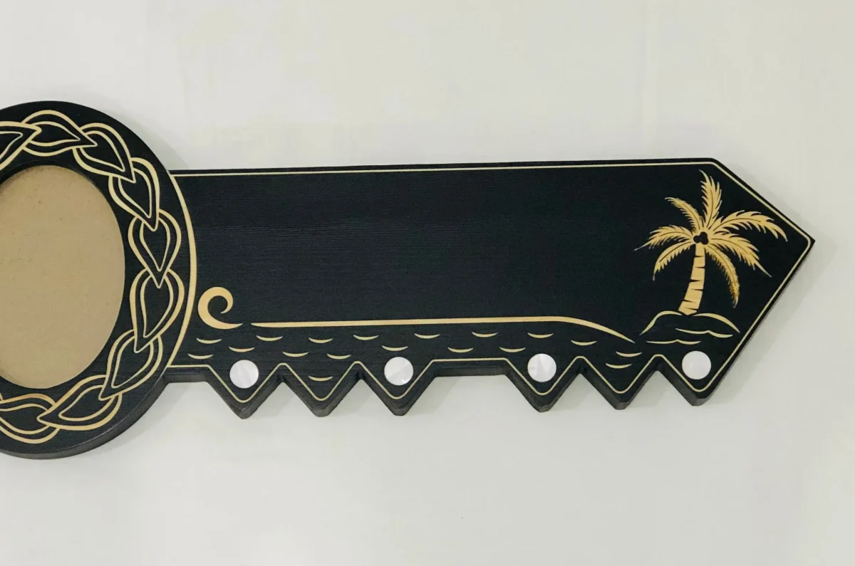 21st Island Design Key with Laser Engraved Patterns & Turtle with White Mother Of Pearl Shell Inlays - Design 2135