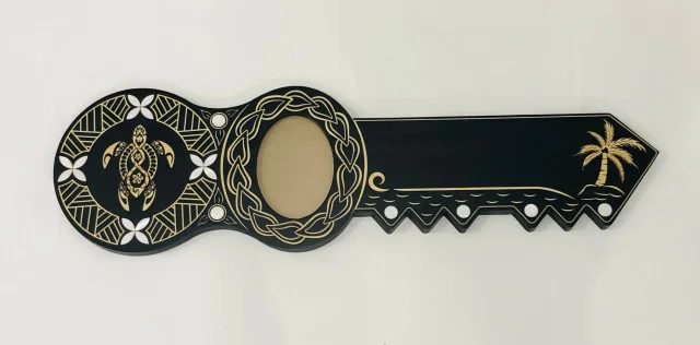 21st Island Design Key with Laser Engraved Patterns & Turtle with White Mother Of Pearl Shell Inlays - Design 2135