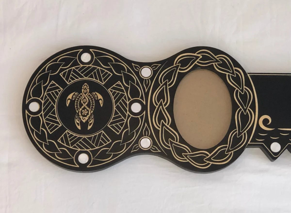 21st Island Design Key with Laser Engraved Turtle & 21 with Round White Mother of Pearl Inlays - Design 2118