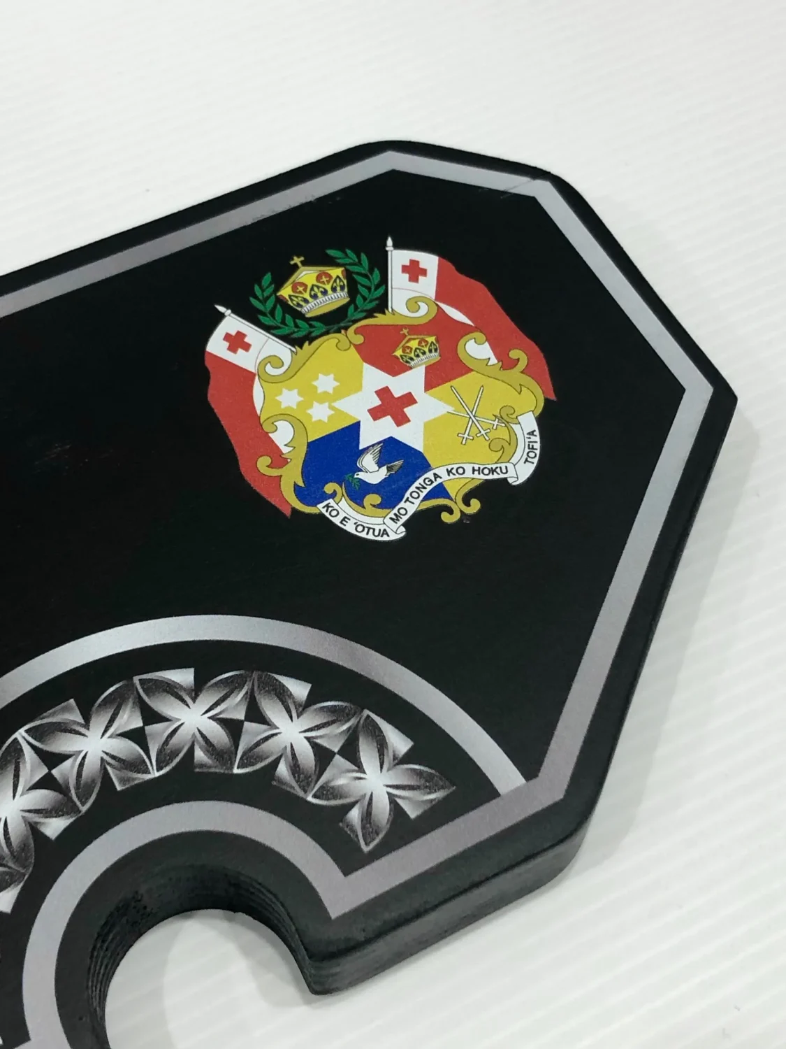 21st Island Design White/Grey Colour UV Printed Key with Coloured Tonga Sila - Design 2260