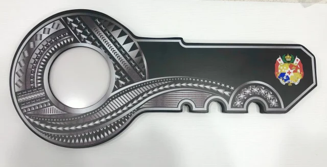 21st Island Design White/Grey Colour UV Printed Key with Coloured Tonga Sila - Design 2260