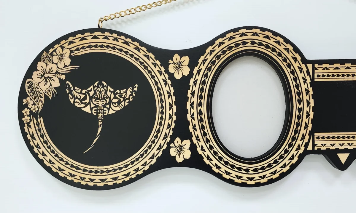 21st Island Design Wooden Key with Laser Engraved Patterns, Stingray with 21 – Design SJ2454