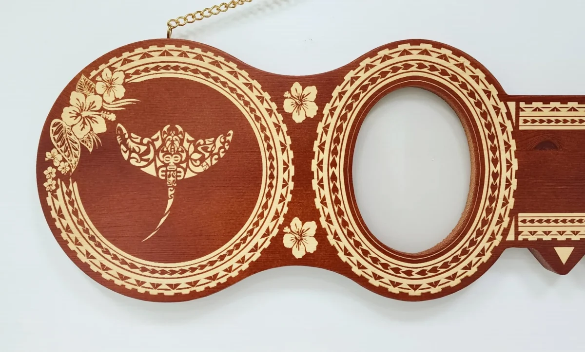 21st Island Design Wooden Key with Laser Engraved Patterns, Stingray with 21 – Design SJ2455