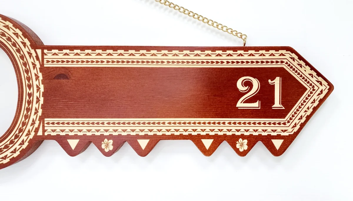 21st Island Design Wooden Key with Laser Engraved Patterns, Stingray with 21 – Design SJ2455