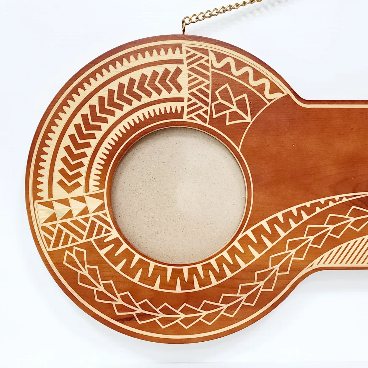 21st Wooden Key Brown Shade Island Design Key with Laser Engraved Patterns & Samoan Sila  - SJ2151